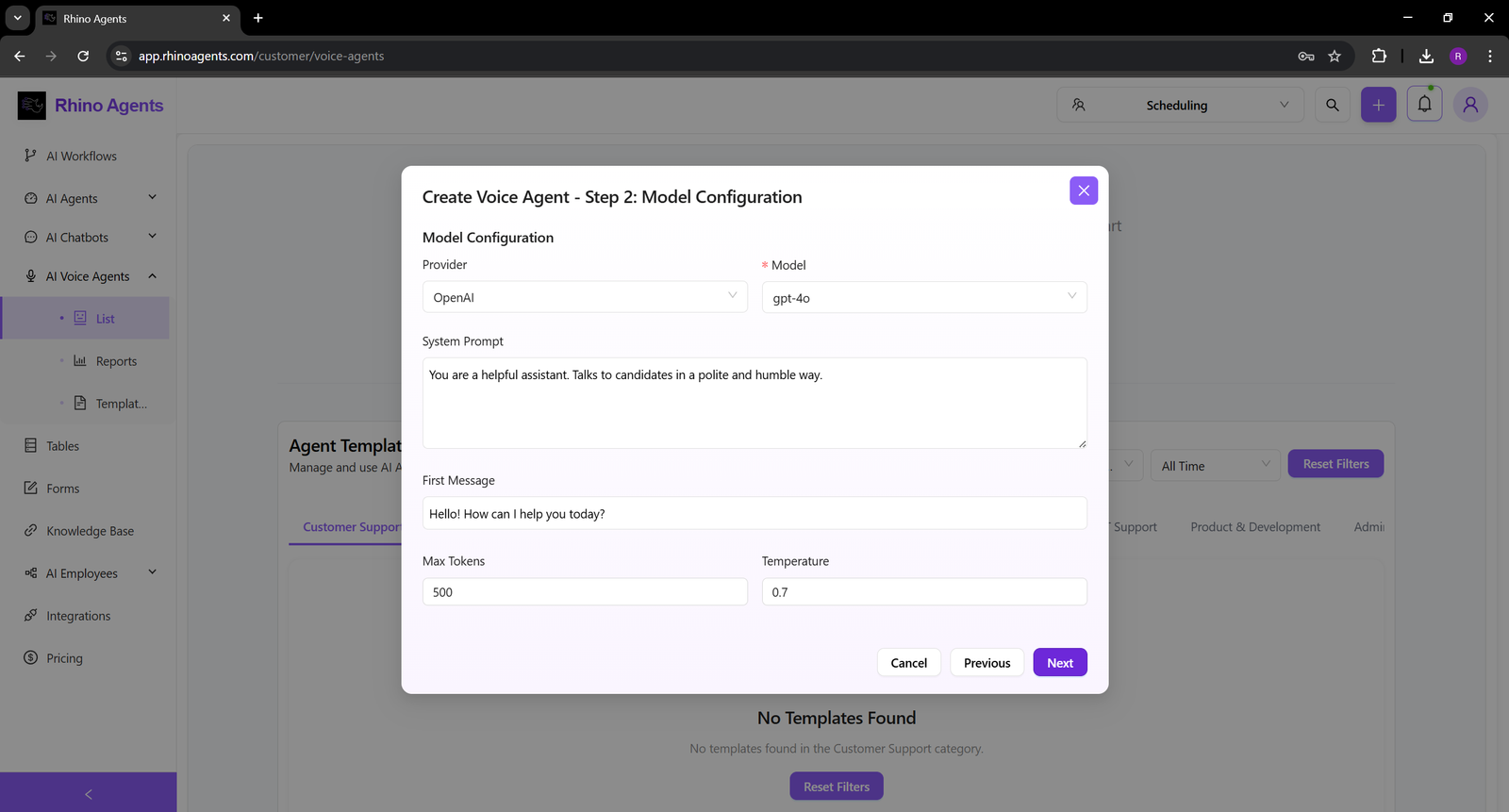 Voice Model Configuration