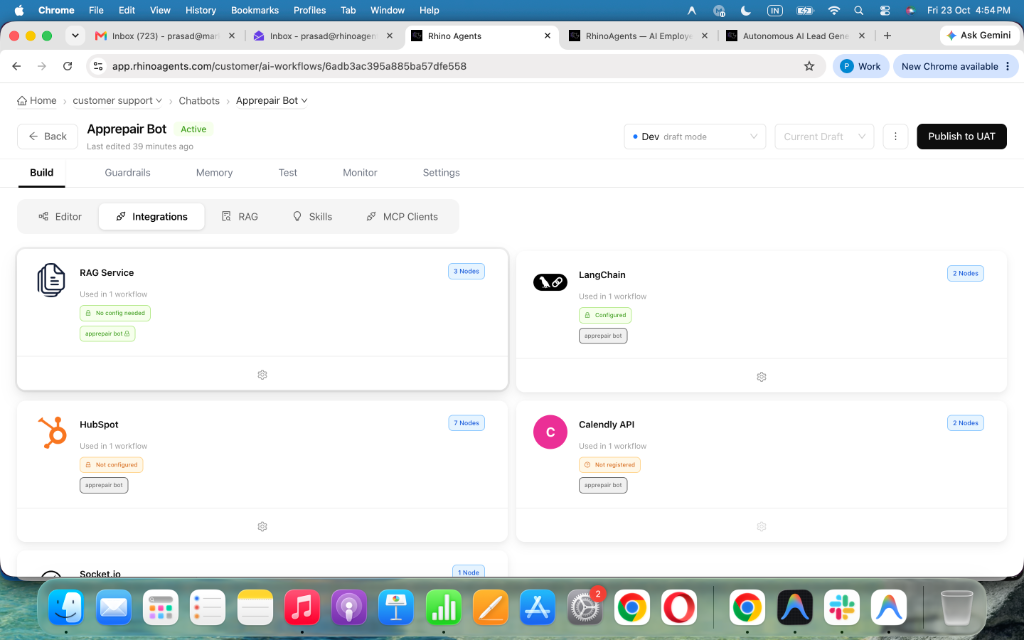 RhinoAgents AI Chatbot Native Integrations - Clio, Smokeball, MyCase, LawPay, Filevine