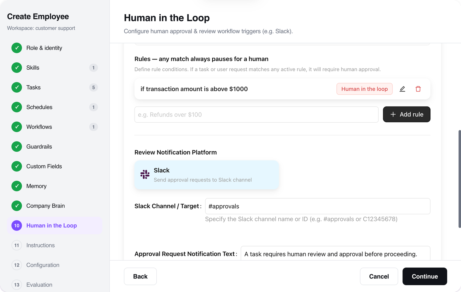 Deploy with human approval and alerts