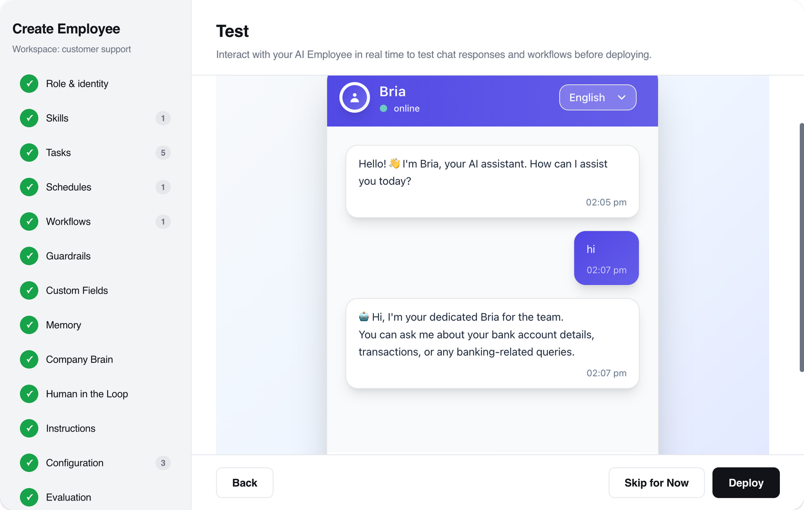 Test employee with simulated leads