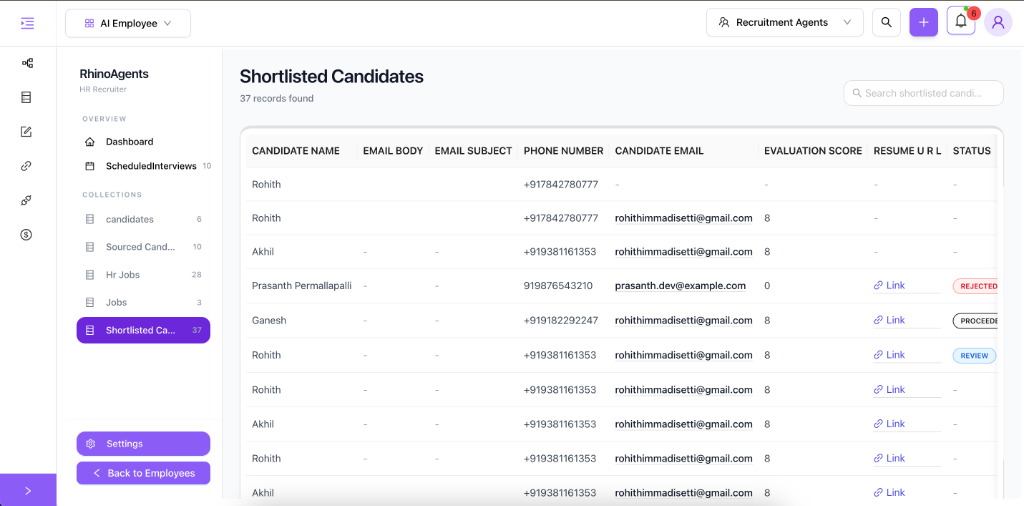 AI Recruitment Agent resume evaluation and shortlisting