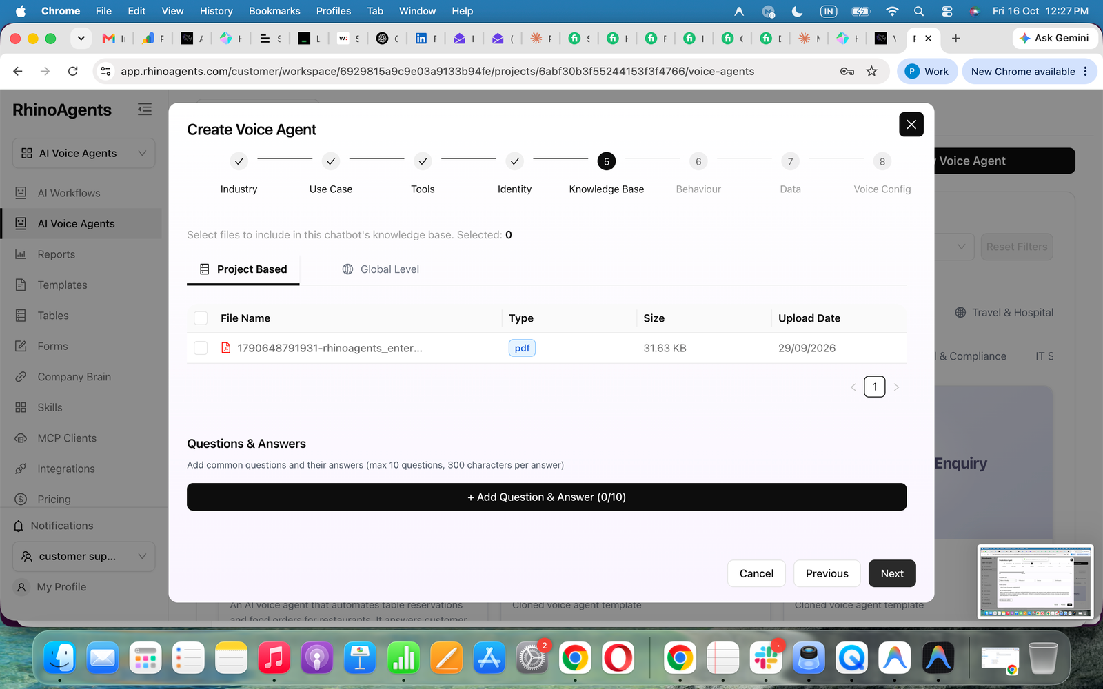 Upload Knowledge Base